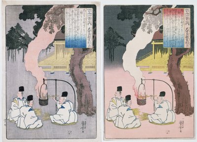 Imperial Wardens Sitting by Their Watch Fire by Utagawa Kuniyoshi